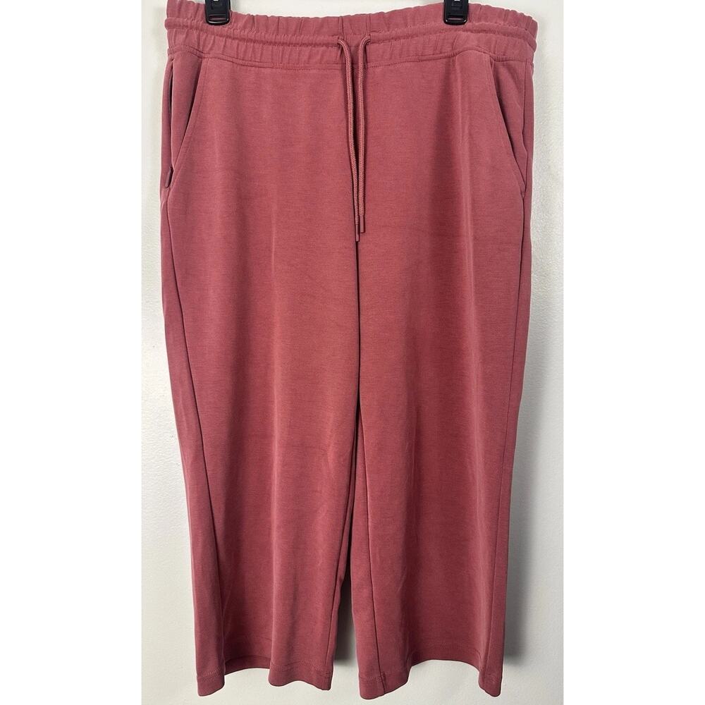 Athleta Women Seasoft Pink Straight Cropped Pants Travel Lounge Pant Soft Sz LP